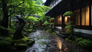 Listen to the rain in the Japanese garden. Sound of rain, concentration, sounds of nature