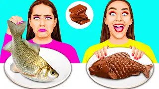 Челлендж. Шоколадная Еда vs Настоящая еда | Съедобная Битва от DaRaDa Challenge