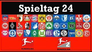 Die Ergebnisse des 24 Spieltages. Bayern und der HSV stolpern und Augsburg gewinnt in 30 Min.