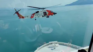 US Coast Helicopter rescue from Norwegian Bliss 4 July 2019