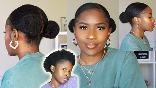 How to do Sleek Low Space Buns On Short 4C Natural Hair!! Super Easy|Mona B.
