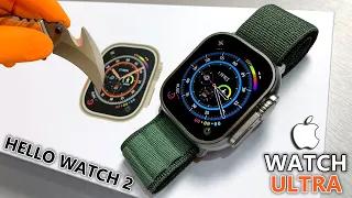 Hello Watch 2 Unboxing & Review Apple Watch Ultra Top1 Copy 2023 (1GB Memory, watchOS Icons) - ASMR