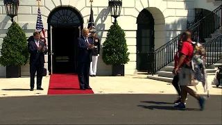 Trump greets 'Walking Marine' at White House