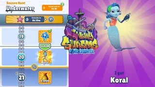 Koral Fan Special Season Hunt Underwater Reward | Yellow Sub Underwater Board | Subway Surfers