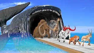 Death Run Mammoth, Animals Escape the Jaws of The Bloop | Real Size of the Bloop