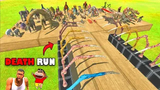 CHOP and SHINCHAN IMPOSSIBLE  DEATH RUN vs AMAAN in Animal Revolt Battle Simulator WHO CAN PASS ?