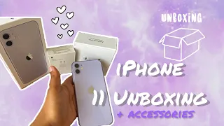 iPhone 11 UNBOXING + ACCESSORIES (aesthetic & asmr): purple iphone 11, airpods pro & covers