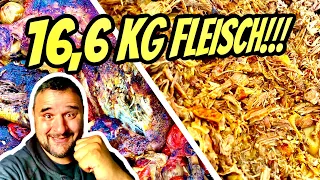 XXXL 16,6 Kg Pulled Streichelzoo im Holzbackofen grillen  --- Klaus grillt