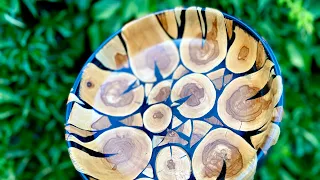 WOODTURNING - Cracked branches and epoxy resin into a magnificent plate - ASMR