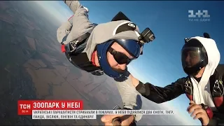 Українські парашутисти стрибнули з парашутами у костюмах тварин