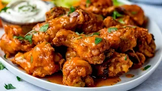 Buffalo Chicken Wings - Super Crispy Wings with a Super easy blue cheese sauce!