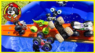 Monster Jam VS Hot Wheels Monster Trucks 💦 Longest Downhill Water Race Track - TOP 10 CHALLENGE