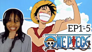 One Piece Episode 1, 2, 3, 4, 5 Reaction | MY FIRST FIVE EPISODES OF ONE PIECE | ワンピース
