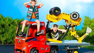 Artem and Mom | Pretend Play with Ride On Cars Toys