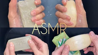 АСМР Долгое намыливание мыла руками и пористой губкой. ASMR Soaping soap with hands and sponge.
