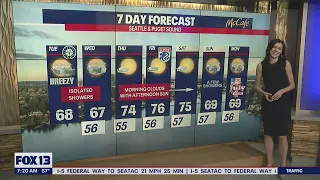 Cooler temperatures and isolated showers Tuesday | FOX 13 Seattle