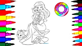 Disney Princess Ariel & Pet Coloring Pages l Coloring Markers Videos for Children Learn Colors