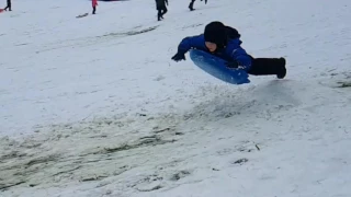 Daredevil Carter's first sled jump caught on film in slow motion