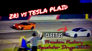 2022 Spectator Drags PDR View ZR1 vs Cleetus Tesla Plaid at the Freedom Factory