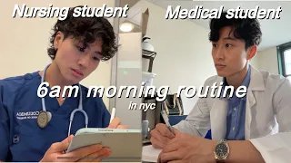 *realistic* 6AM morning routine of NURSING STUDENT vs MEDICAL STUDENT in NYC