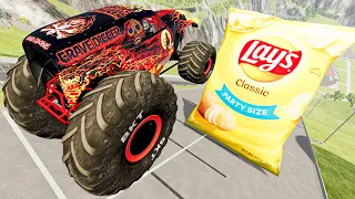 Crazy Jumps Monster Trucks Bigfoot Cars - Monster Jam Freestyle and Crashes