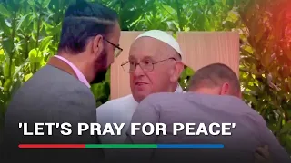 Pope hugs relatives of victims killed by Hamas and Israel forces