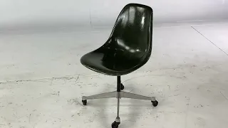 Eames Wheeled Mid Century Shell Chair Dark Green