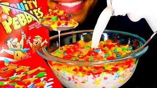 ASMR FRUITY PEBBLES CEREAL MILK | EATING MOUTH SOUNDS NOISES NO TALKING | MUKBANG