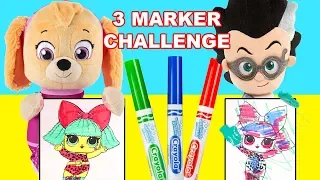 3 Marker Challenge with Paw Patrol Skye and PJ Masks Romeo - Ellie Sparkles