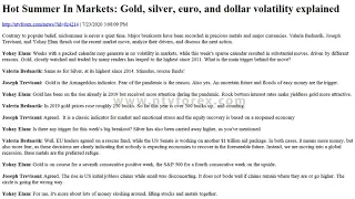 Hot Summer In Markets Gold, silver, euro, and dollar volatility explained