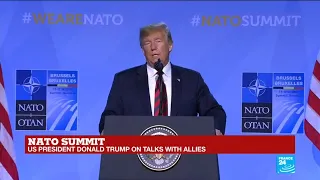 US President Donald Trump addresses NATO Summit