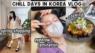 Chill Days In Korea: getting brow lamination, spring shopping, what I ate, cooking | Q2HAN
