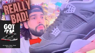 UH OH!  QUALITY CONTROL PROBLEMS ON AIR JORDAN 4 BRED REIMAGINED! (MUST WATCH)