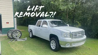 SHOP IS BOOMING! F150 LEVEL INSTALL AND REMOVING LIFT FROM LIFTED GMC Sierra! #BackyardBuilt VLOG