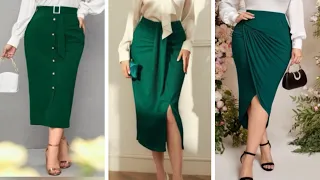 👀 Mira estas Lindas Faldas Casuales en Color y Tonos Verde para Dama.