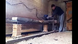 Самая простая дисковая пилорама своими руками.Self-made sawmill with a disc system.