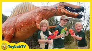 Giant Dinosaurs for Kids at Dinosaur World with Make-A-Wish & Nerf Toys!