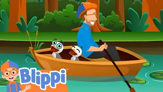 Row Row Row Your Boat Song | BLIPPI | Educational Songs For Kids