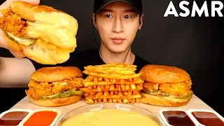 ASMR CHEESY POPEYES CHICKEN SANDWICHES & FRIES MUKBANG (No Talking) EATING SOUNDS | Zach Choi ASMR