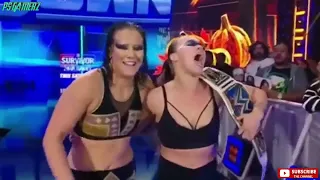 Raquel Rodriguez & Shotzi vs Ronda Rousey & Shayna Baszler #smackdown #rondarousey #shorts #shotzi