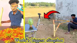 World's biggest slingshot making 🙄 Using Rubber band  #shorts