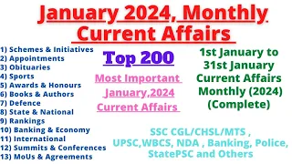 January 2024 Monthly Current Affairs | Important Current Affairs of January | Current Affairs 2024 |