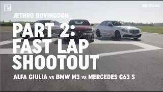 Alfa Giulia Quadrifoglio vs BMW M3 Comp Pack vs Mercedes-AMG C63 S: fast lap shootout
