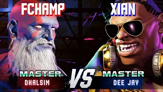 SF6 ▰ FCHAMP (Dhalsim) vs XIAN (Dee Jay) ▰ High Level Gameplay