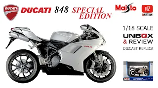 Ducati 848 1:18 scale Diecast motorcycle by Maisto Unbox & Review by Dnation