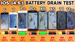IOS 14.5.1 Battery Drain Test 2021 | iPhone 6 vs 7 vs 7 Plus vs 8 Plus vs XR vs XS vs 11 vs 11 Pro