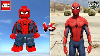 LEGO SPIDERMAN VS GTA 5 SPIDERMAN (Homecoming) - WHO IS BEST?