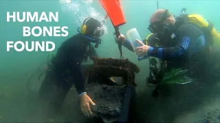 Diver's Find Possible HUMAN BONES in Trash Bins POLICE CALLED!! (Underwater CSI)