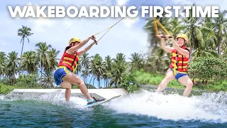 WAKE BOARDING BEGINNERS British Family SIARGAO Philippines