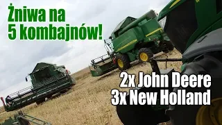 5 kombajnów w akcji żniwa 2019 – 3x New Holland i 2x John Deere